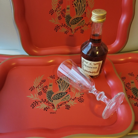 Vintage Maxey Peacock Tin - Metal Trays (4) ~ Tip or Snack Tray ~ 1960s ~ VGUC - Picture 7 of 15